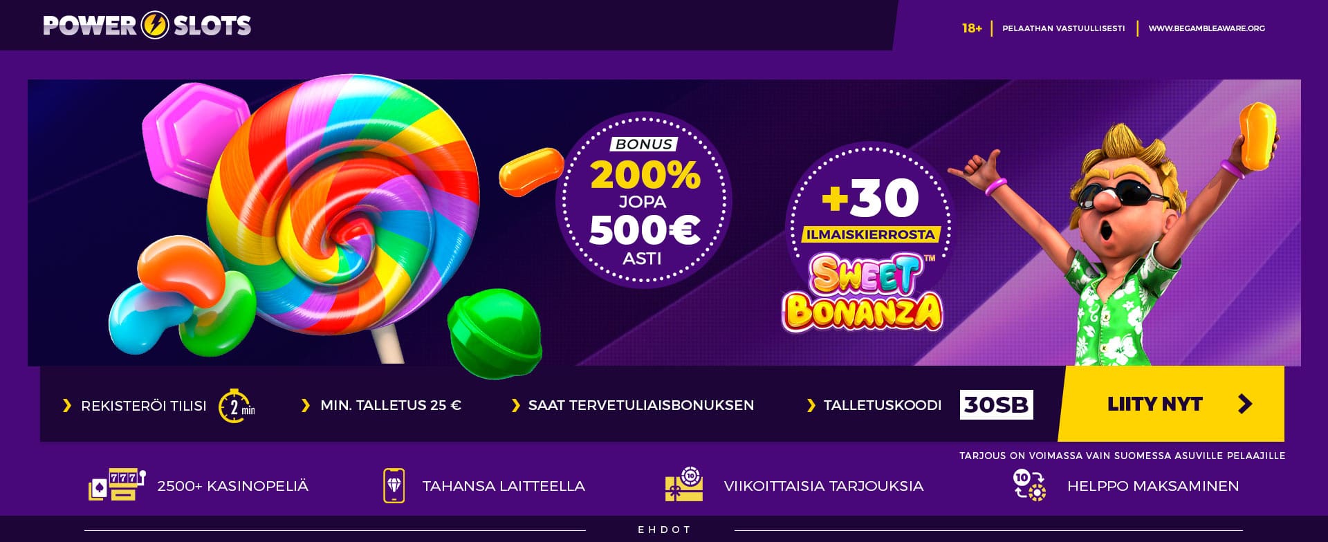 200% Tervetulobonus jopa 500 EUR asti